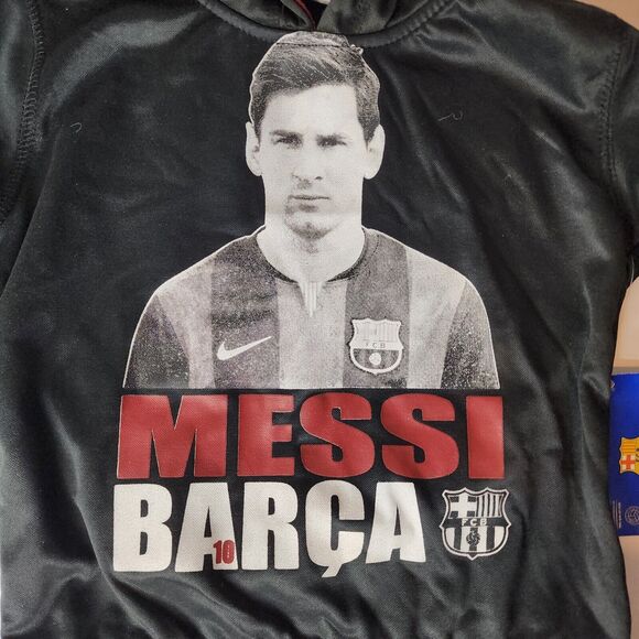 Nike FCB Messi Barca Soccer Hoodie And Jogger Black Unisex size 4 Set - Picture 3 of 6